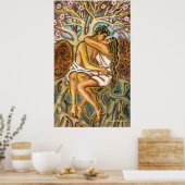 Poster Amoureux s'embrassant sous un arbre en fleurs (Cuisine)