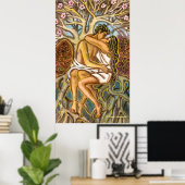 Poster Amoureux s'embrassant sous un arbre en fleurs (Bureau à domicile)