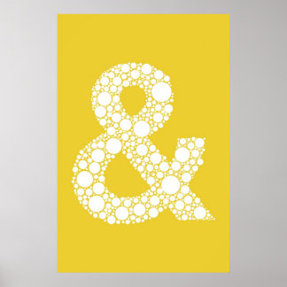 Poster Ampersand (en symbool). Grijze tekst op gee