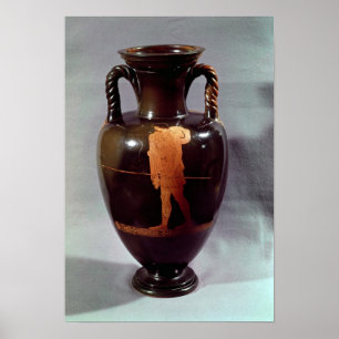Poster Amphora à silhouette rouge