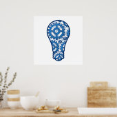 Poster Ampoule à lumière des engrenages bleus (Cuisine)