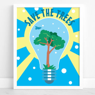 Poster Ampoule Écologique Sauvegarder Les Arbres