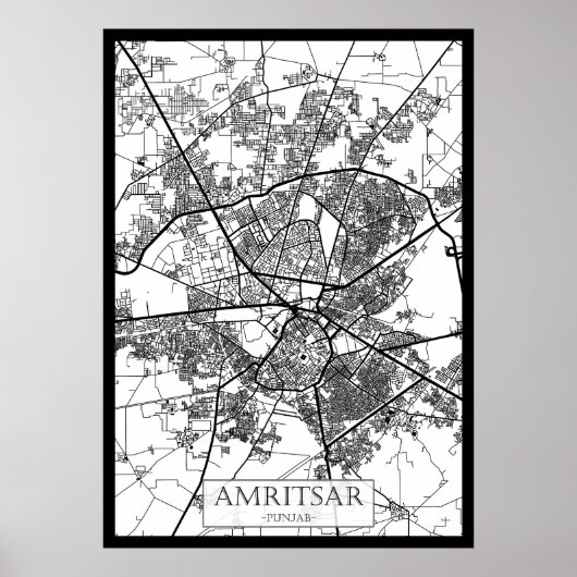 Poster Amritsar Punjab City Map (Devant)
