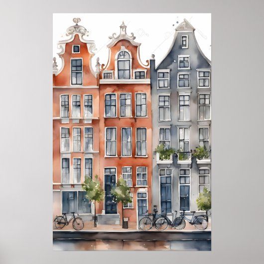 Poster Amsterdam aquarelle (Devant)