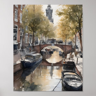 Poster Amsterdam aquarelle