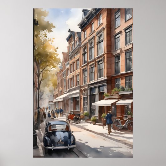 Poster Amsterdam aquarelle (Devant)