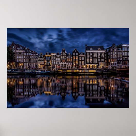 Poster Amsterdam avec Canaux à Dusk (Devant)