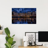 Poster Amsterdam avec Canaux à Dusk (Bureau à domicile)