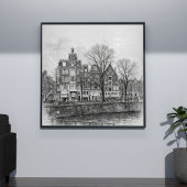 Poster Amsterdam Canal Cityscape – Hand-Drawn Sketch