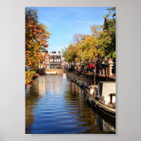Amsterdam Canal Houboats Photo Tard Summer