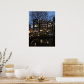 Poster Amsterdam Canal Soirée Photo Lumineuse (Cuisine)