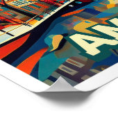 Poster Amsterdam City Pays-Bas coloré artistique (Coin)