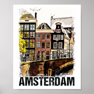Poster Amsterdam City Streets Art Vintage voyage