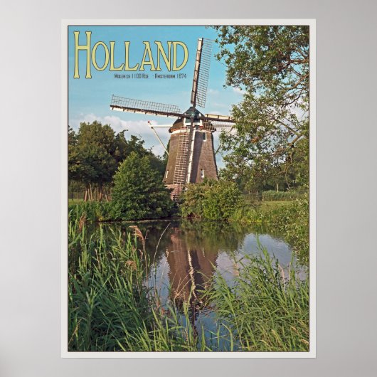 Poster Amsterdam - De 1100 Roe Windmill (Devant)