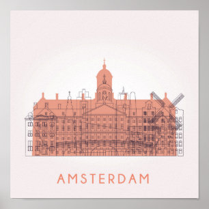 Poster Amsterdam, horizon de Pays-Bas   des points de