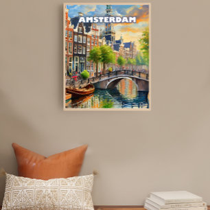 Poster Amsterdam, joyau des Pays-Bas aux mille canaux