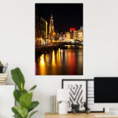 Poster Amsterdam la nuit à Amsterdam Pays-Bas (Bureau à domicile)