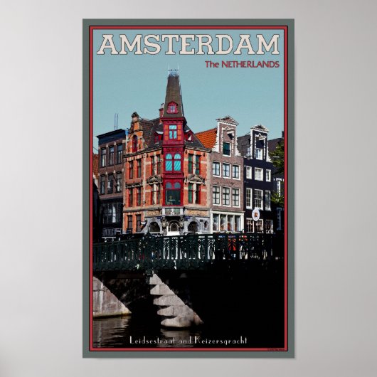Poster Amsterdam - Leidsestraat - Keizersgracht (Devant)