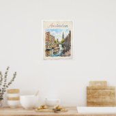 Poster Amsterdam Pays-Bas aquarelle (Cuisine)