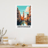 Poster Amsterdam Pays-Bas Canal Travel (Cuisine)