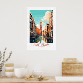 Poster Amsterdam Pays-Bas célèbres lieux de voyage (Cuisine)
