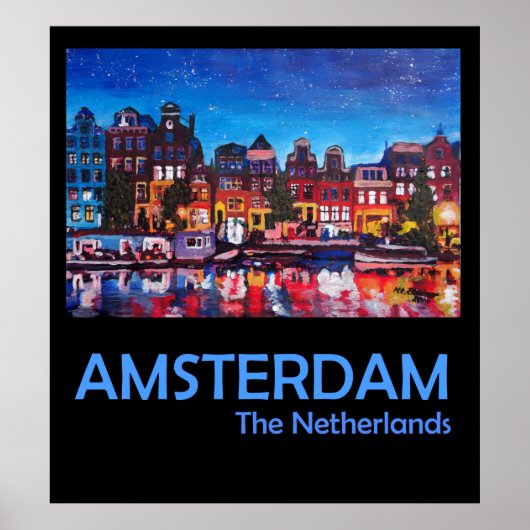 Poster Amsterdam Pays-Bas Retro Travel (Devant)