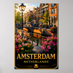Poster 📍 Amsterdam Pays-Bas Souvenir de Voyage Pour Tour