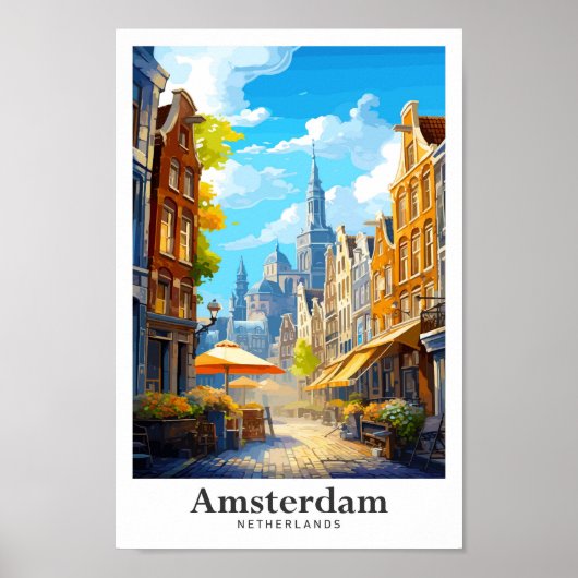 Poster Amsterdam Pays-Bas Vintage voyage Portrait (Devant)