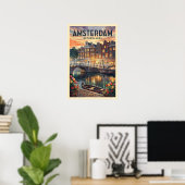 Poster Amsterdam Pays-Bas Voyage Rétro (Bureau à domicile)