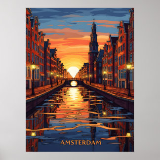 Poster Amsterdam Postcard Holland Vintage Travel
