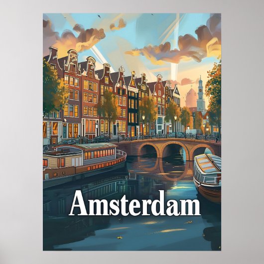 Poster Amsterdam Sunset Serenity (Devant)
