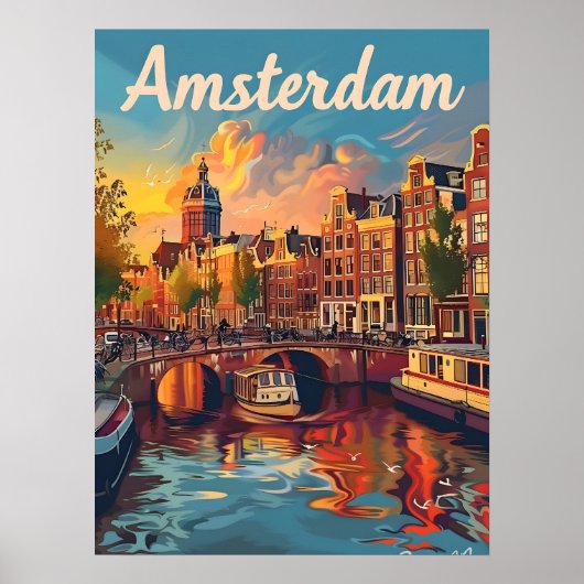 Poster Amsterdam Sunset Serenity : Canal Cruise (Devant)