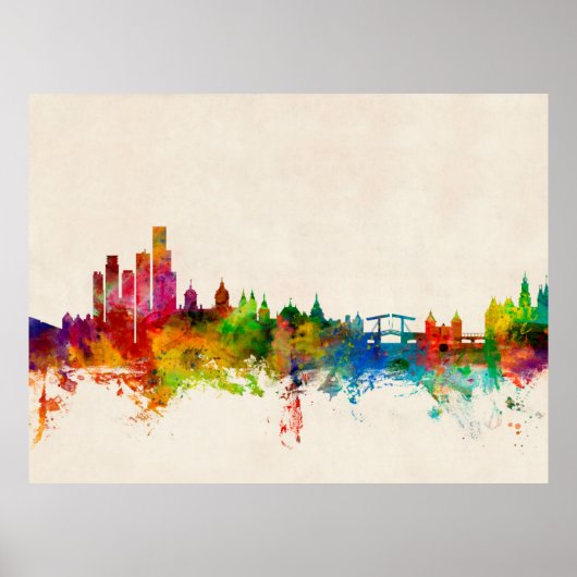 Poster Amsterdam The Pays-Bas Skyline (Devant)