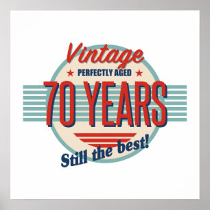 Poster Amusant 70e anniversaire Vieux mode