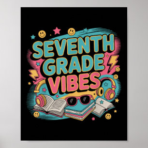 Poster Amusant 7e année Vibes Retour à l'école Enseignant