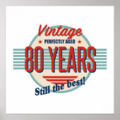 Poster Amusant 80e anniversaire Vieux mode (Devant)