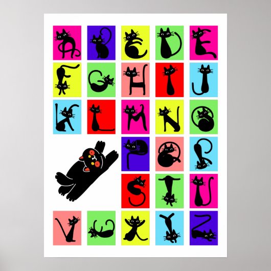 Poster Amusant ABC Black Cat Alphabet (Devant)