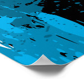 Poster amusant Abstrait bleu et noir Peinture Spla (Coin)