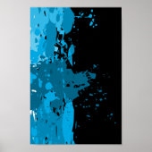 Poster amusant Abstrait bleu et noir Peinture Spla (Devant)