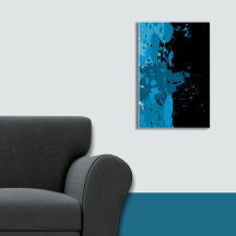 Poster amusant Abstrait bleu et noir Peinture Spla