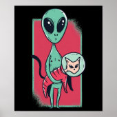 Poster Amusant Alien Amoureux des chats UFO Kitten vaisse (Devant)