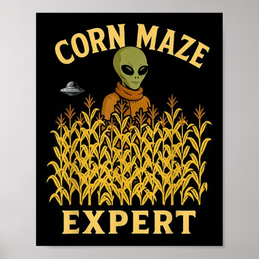 Poster Amusant Alien Corn Maze Expert Automne Enfants Hal (Devant)