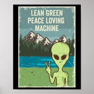 Poster Amusant Alien Vit En Paix Nature Lover Retro Earth
