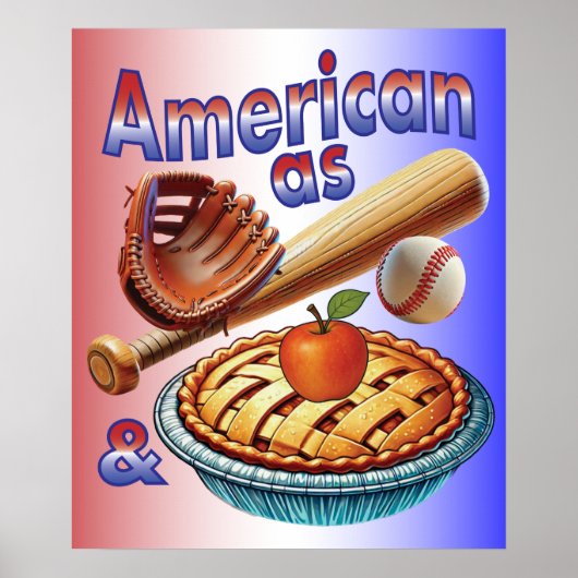 Poster Amusant américain comme Baseball & Pomme Pie (Devant)