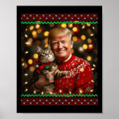 Poster Amusant Amoureux des chats Noël Sweater Trump Ugly (Devant)