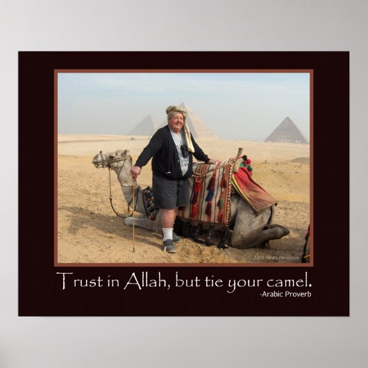 Poster Amusant Arabe Proverbe Egypte Pyramides Camel Phot (Devant)