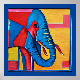 Poster Amusant Artsy Abstrait Little Elephant