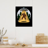 Poster Amusant Bigfoot Alien Enlèvement espace OVNI (Cuisine)