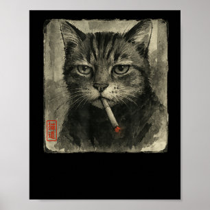 Poster Amusant Chat triste Fumer Cigarette Mème Lover Sum