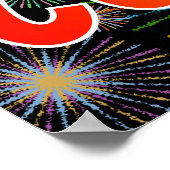 Poster Amusant, coloré, Arc-en-ciel "FÉLICITE !" + Feu d' (Coin)